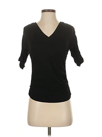 Pre-owned Dkny Short Sleeve Top Black V Neck Tops