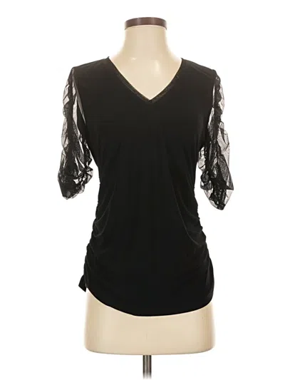 Pre-owned Dkny Short Sleeve Top Black V-neck Tops