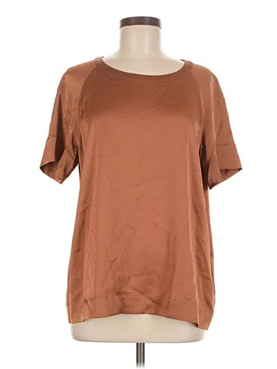 Pre-owned Dkny Short Sleeve Top Brown Boatneck Tops