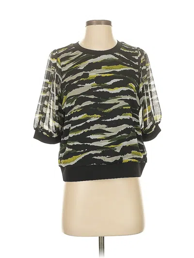 Pre-owned Dkny Short Sleeve Top Green Crew Neck Tops