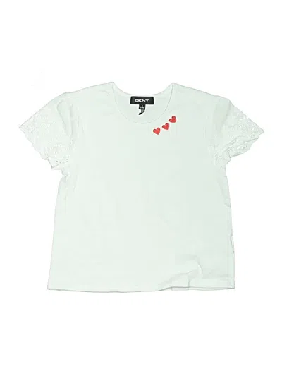 Pre-owned Dkny Kids' Short Sleeve Top Green Hearts Pattern Sweetheart Neckline Tops