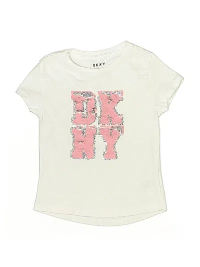 Pre-owned Dkny Kids' Short Sleeve Top Ivory Crew Neck Tops