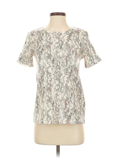 Pre-owned Dkny Short Sleeve Top Ivory Crew Neck Tops In White