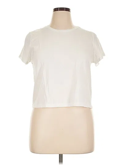 Pre-owned Dkny Short Sleeve Top Ivory Mock Neckline Tops