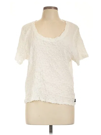Pre-owned Dkny Short Sleeve Top Ivory Scoop Neck Tops