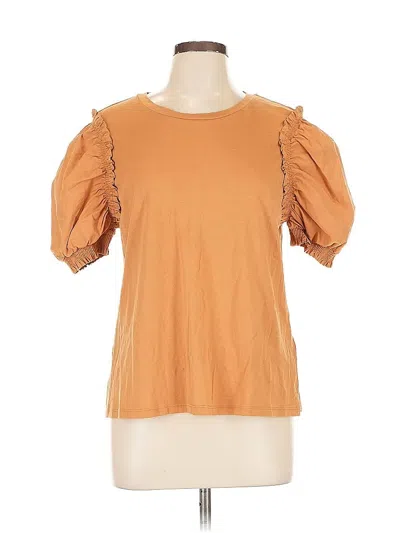 Pre-owned Dkny Short Sleeve Top Orange Sweetheart Neckline Tops