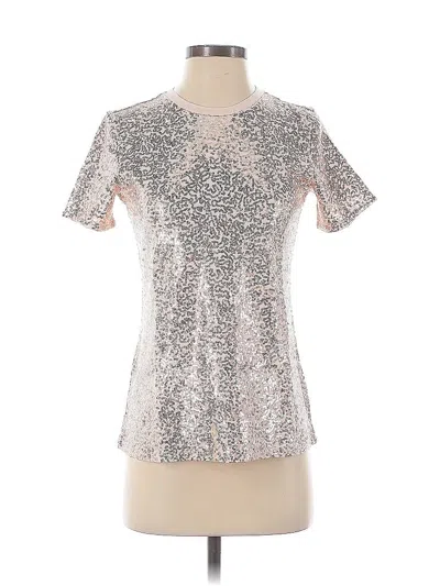 Pre-owned Dkny Short Sleeve Top Pink Metallic Pattern Keyhole Neckline Tops