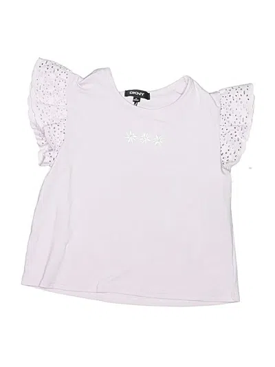 Pre-owned Dkny Kids' Short Sleeve Top Pink Ruffles Neckline Tops