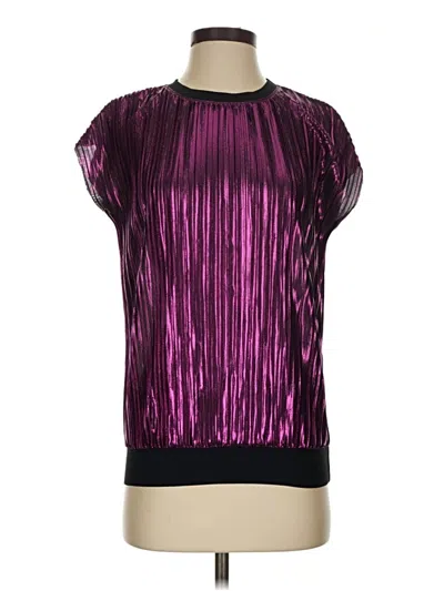 Pre-owned Dkny Short Sleeve Top Purple Mock Neckline Tops