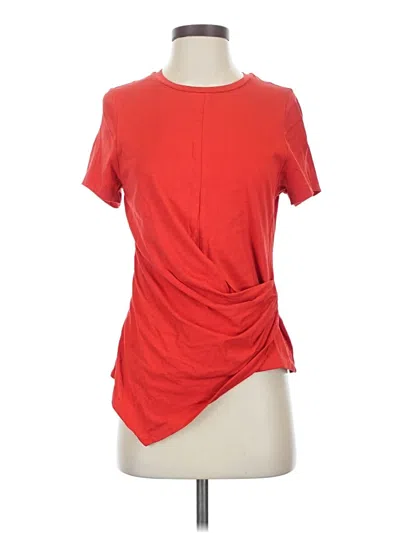 Pre-owned Dkny Short Sleeve Top Red Cowl Neck Tops