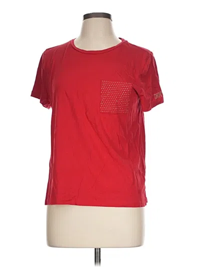 Pre-owned Dkny Short Sleeve Top Red Crew Neck Tops
