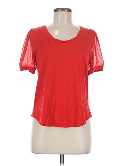 Pre-owned Dkny Short Sleeve Top Red Scoop Neck Tops