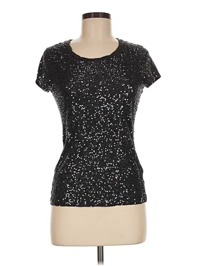 Pre-owned Dkny Short Sleeve Top Silver Scoop Neck Tops