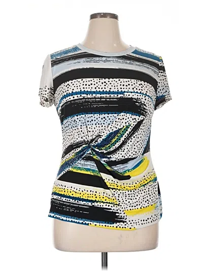 Pre-owned Dkny Short Sleeve Top Yellow Square Neckline Tops