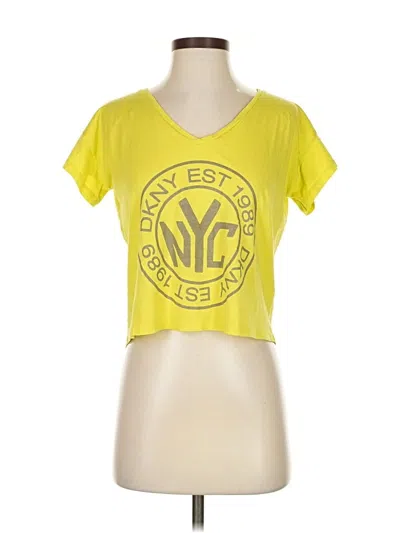 Pre-owned Dkny Short Sleeve T-shirt In Yellow