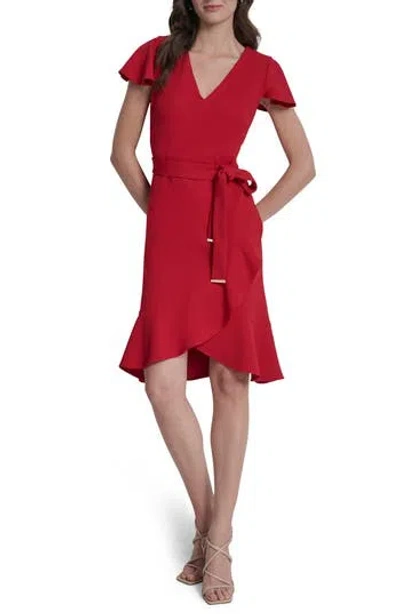 Dkny Short Sleeve Tulip Hem Fit & Flare Dress In Transparent