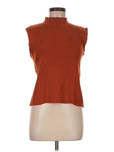 Pre-owned Dkny Short Sleeve Turtleneck In Orange