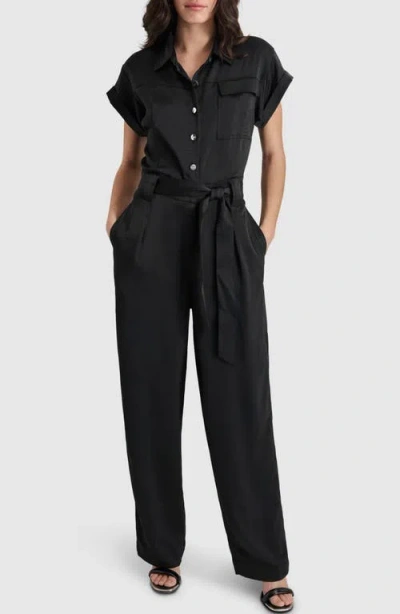 Dkny Short Sleeve Utility Jumpsuit In Black