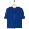 Dkny Short Sleeve Zip Front Ribbed Cardigan In Lapis Blu