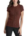 DKNY SHORT SLEEVED RIBBED SWEATER