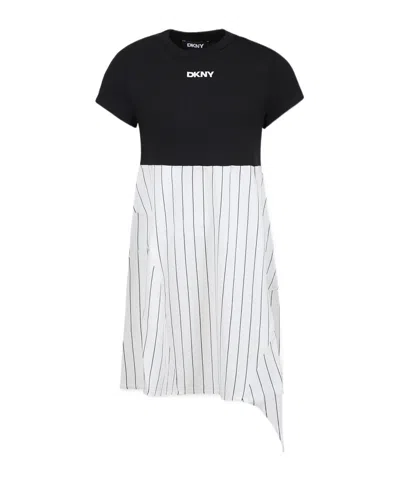 Dkny Kids' Short-sleeved Striped Dress In Multicolor