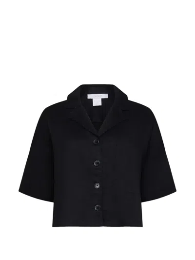 Dkny Short-sleeve Convertible-collar Shirt In Black