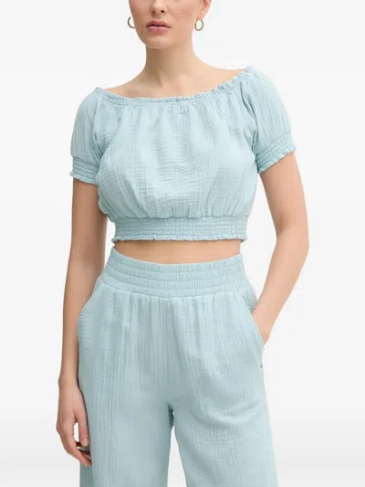 Dkny Short-sleeve Crop Top In Blue