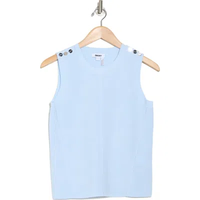 Dkny Shoulder Button Sleeveless Sweater In Skyway Blue
