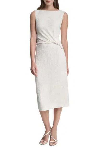 Dkny Side Knot Sheath Midi Dress In White