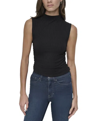 Dkny Side Ruched High-neck Top In Black