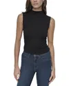 Dkny Side Ruched High-neck Top In Black