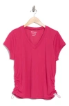 Dkny Side Ruched Tech T-shirt In Pink