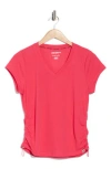 Dkny Side Ruched Tech T-shirt In Pink