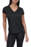 Dkny Side Ruched Tech T-shirt In Black