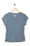 Dkny Side Ruched Tech T-shirt In Blue Fog