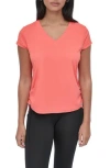 Dkny Side Ruched Tech T-shirt In Coral Crush