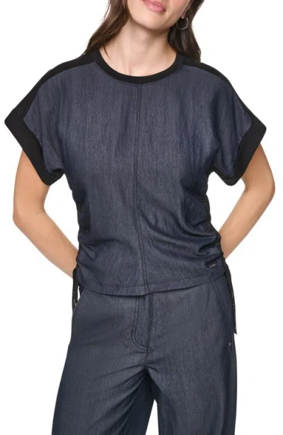 Dkny Side Ruched T-shirt In Blue