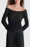 DKNY DKNY SIDE SHIRRED OFF THE SHOULDER SWEATER