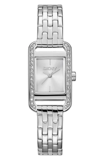 Dkny Signature Shape Crystal Bezel Tank Bracelet Watch, 20mm X 33mm In Green