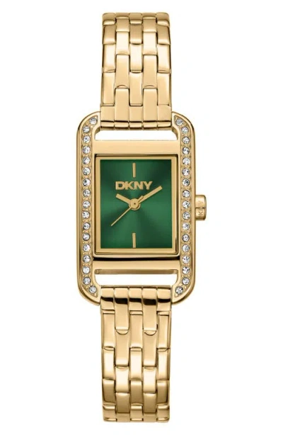 Dkny Signature Shape Crystal Bezel Tank Bracelet Watch, 20mm X 33mm In Metallic