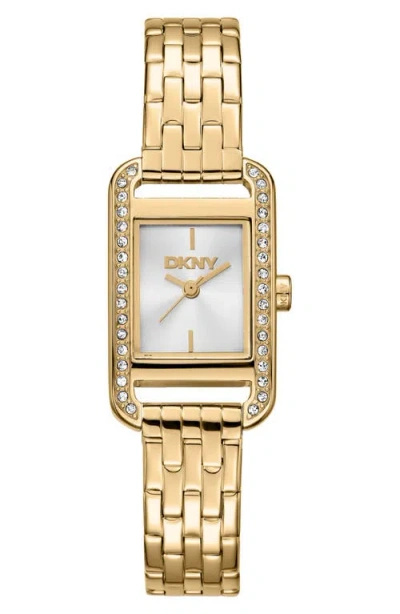 Dkny Signature Shape Crystal Bezel Tank Bracelet Watch, 20mm X 33mm In Neutral