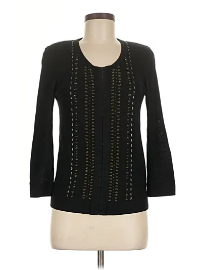 Pre-owned Dkny Silk Cardigan Sweater In Black