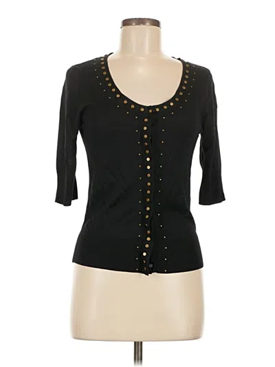 Pre-owned Dkny Silk Cardigan Sweater In Black