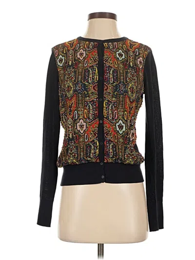 Pre-owned Dkny Silk Cardigan Sweater In Black
