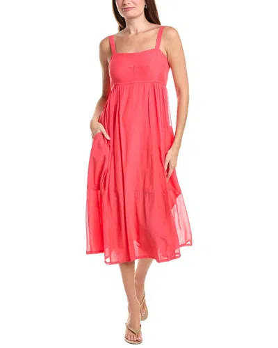 Dkny Mixed Media Midi Dress In Pink