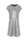 Dkny Silver Dress For Girl With Sequins In Silver