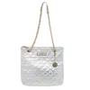 DKNY DKNY SILVER QUILTED LEATHER SHOULDER BAG