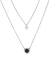 Dkny Silver-tone Cubic Zirconia Inlay 2 Row Pendant Necklace In Metallic