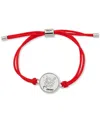 Dkny Silver-tone Pave Snake Coin Red Cord Slider Bracelet In Red