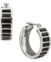 Dkny Silver-tone Polished Jet Stone Hoop Earrings In Black